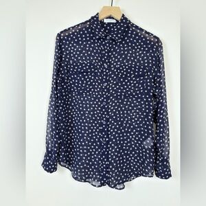 Equipment Femme 100% Silk Star Print Button Up Shirt Size S